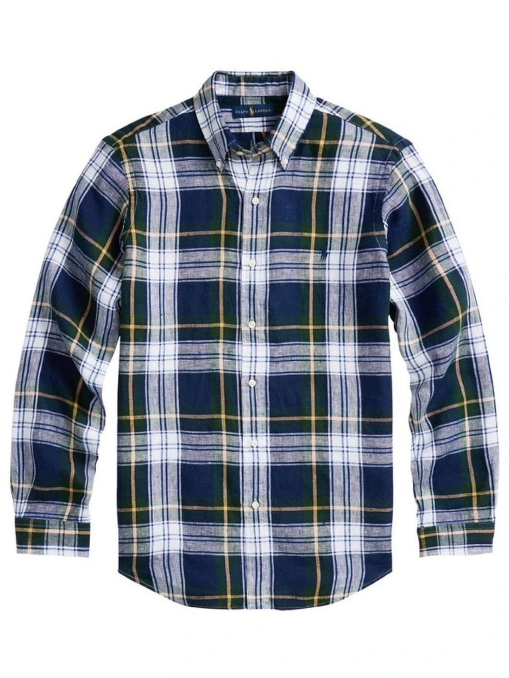 Ralph Lauren Linen Plaid Button-Down Shirt